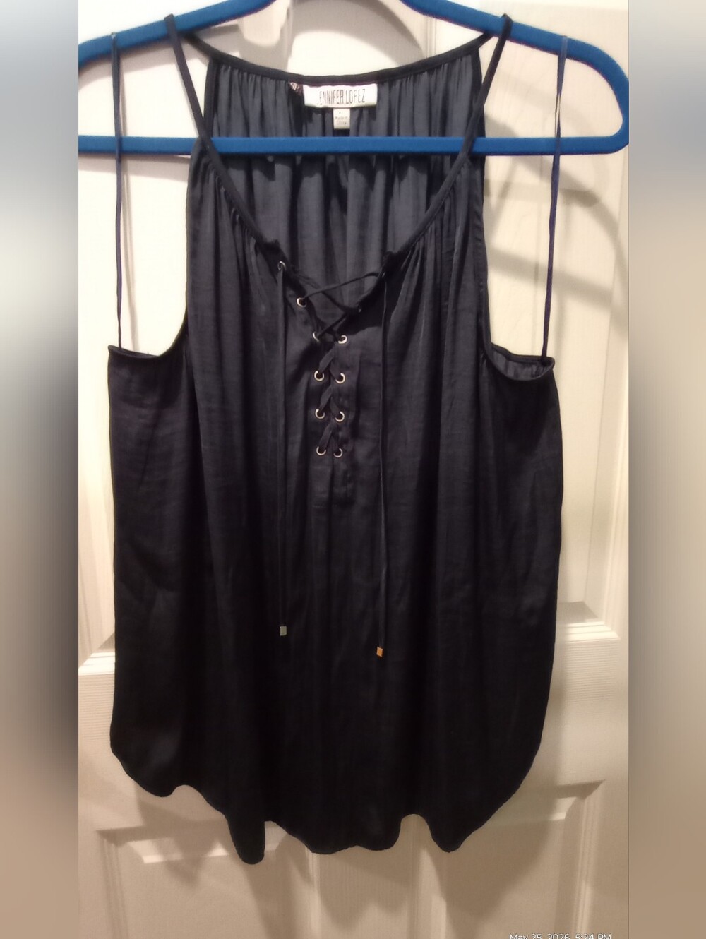 JennifernLopez Black Lace-Up Tank Top